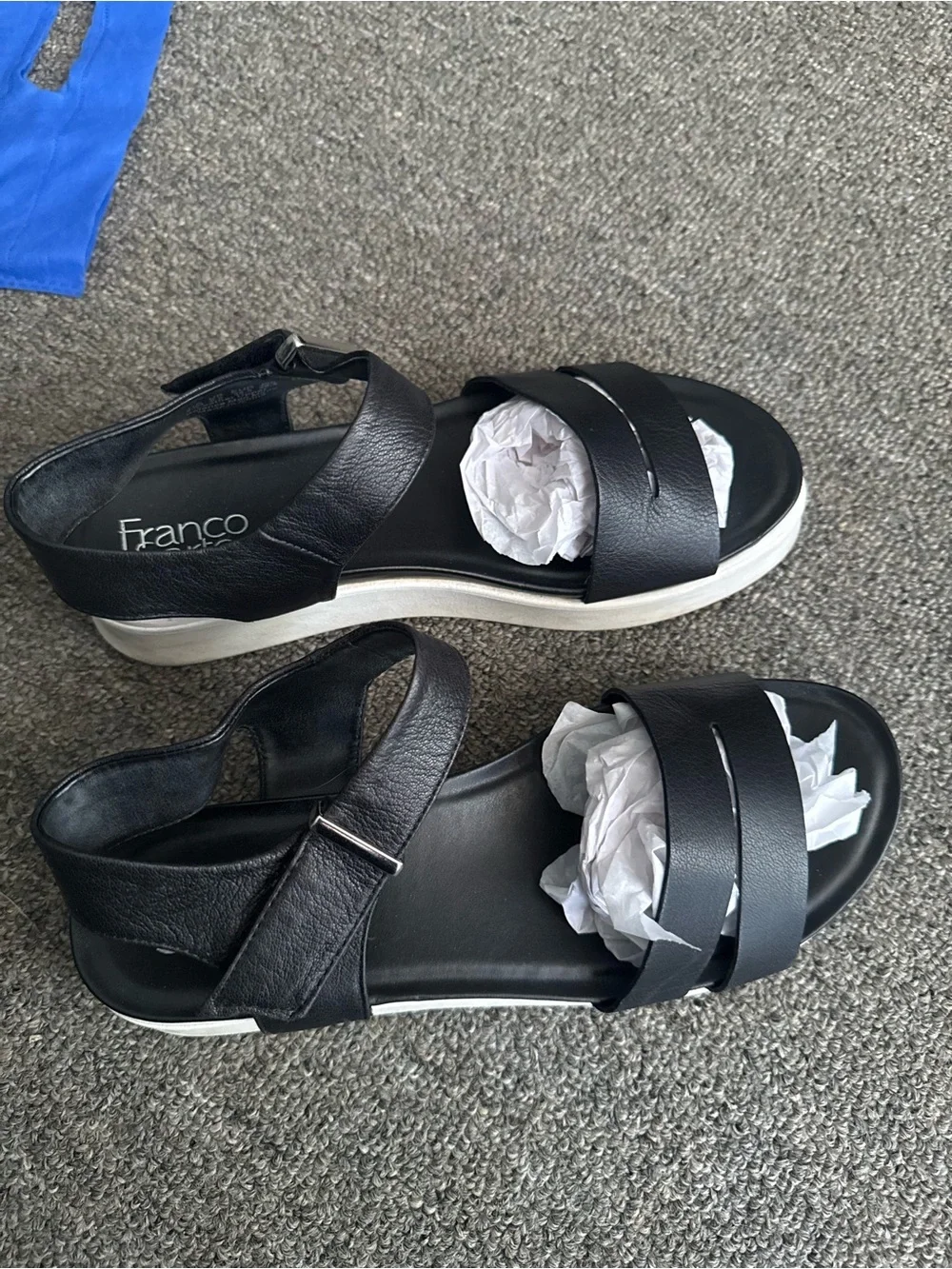 Franco Sarto Black Leather Sporty Platform Sandals